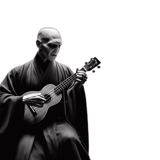 mask, concept art, photorealistic, fantasy art, 3d render, solo, ukulele, player transparent PNG cut-out