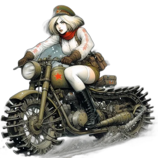 weapon, car, concept art, comic book art, fantasy art, photorealistic, female, character transparent PNG cut-out