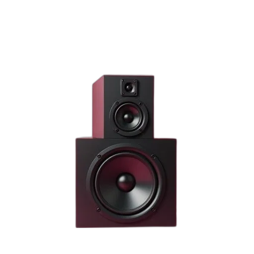 3d render, set, three, speakers, displayed, against, pink, background transparent PNG cut-out