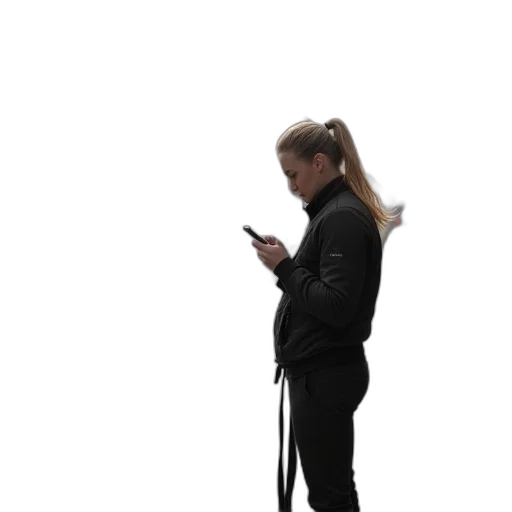 staff, jacket, hair, dress, cyberpunk, concept art, 3d render, fog transparent PNG cut-out