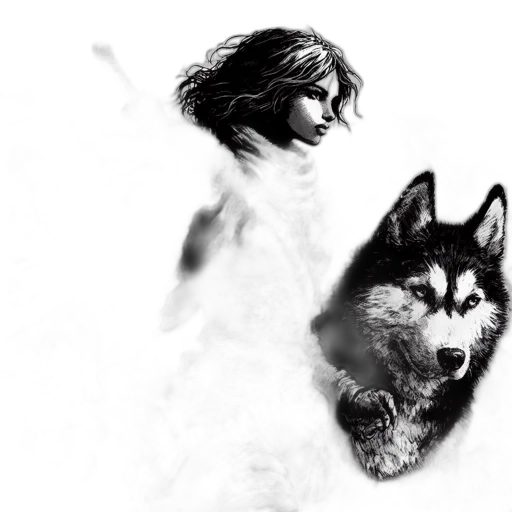 animal, creature, fantasy art, concept art, photorealistic, comic book art, monochrome, female transparent PNG cut-out