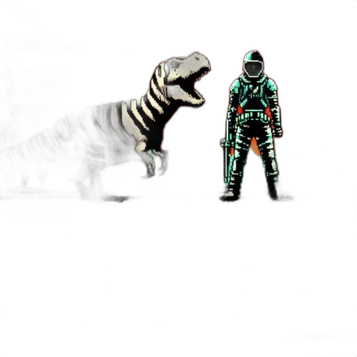 animal, creature, robot, dragon, concept art, 3d render, vaporwave, comic book art transparent PNG cut-out