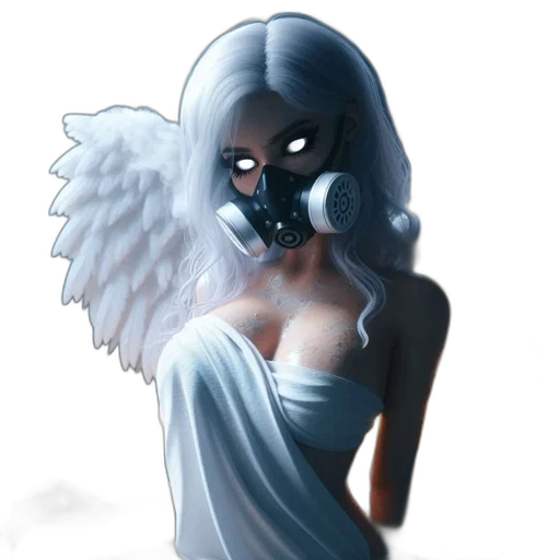 mask, face, dress, fantasy art, concept art, pixel art, comic book art, blue transparent PNG cut-out