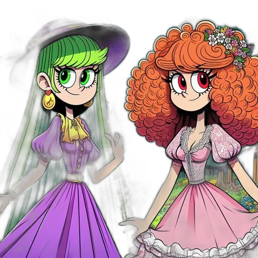 dress, concept art, cartoon, anime, fantasy art, green, colorful, neon transparent PNG cut-out
