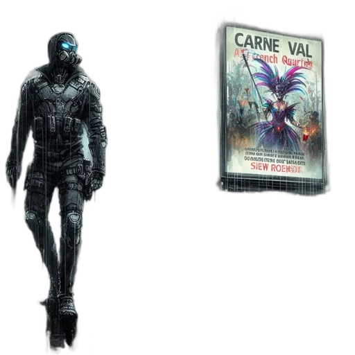creature, concept art, cyberpunk, comic book art, pixel art, dark, rainy, neon-lit transparent PNG cut-out