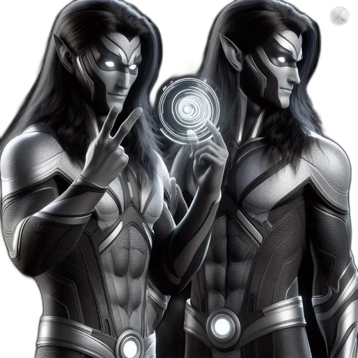 comic book art, concept art, fantasy art, 3d render, two, armored, characters, unique transparent PNG cut-out