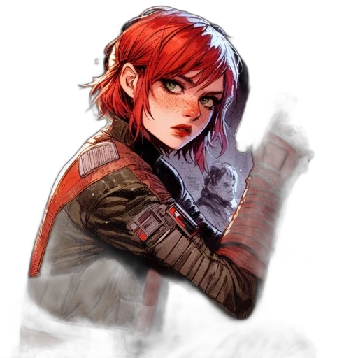 jacket, staff, weapon, face, concept art, fantasy art, comic book art, pixel art transparent PNG cut-out