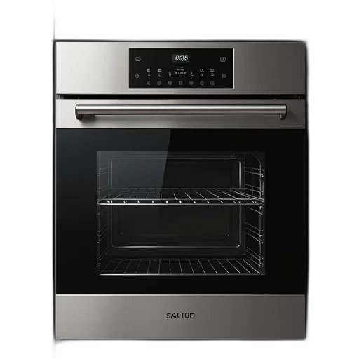 3d render, sleek, modern, stainless, steel, oven, digital, display transparent PNG cut-out