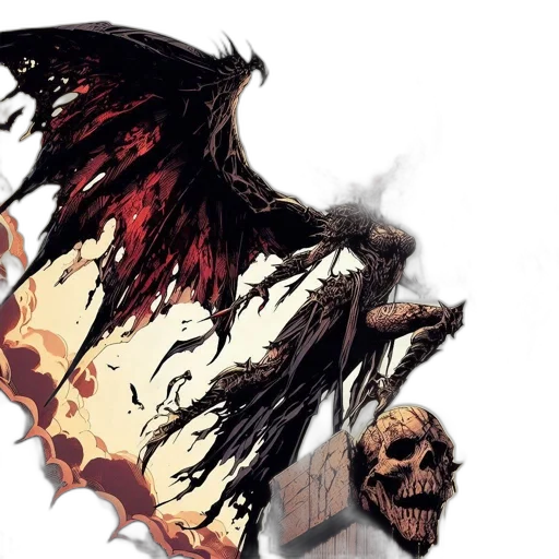 dragon, concept art, comic book art, fantasy art, watercolor, dark, intimidating, winged transparent PNG cut-out