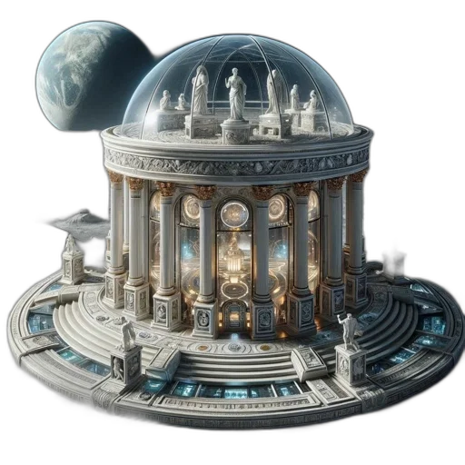 concept art, 3d render, fantasy art, outer space, intricately, designed, classical, temple transparent PNG cut-out
