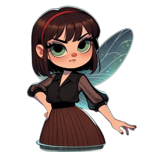 dress, staff, creature, concept art, fantasy art, cartoon, pixel art, chibi-style transparent PNG cut-out