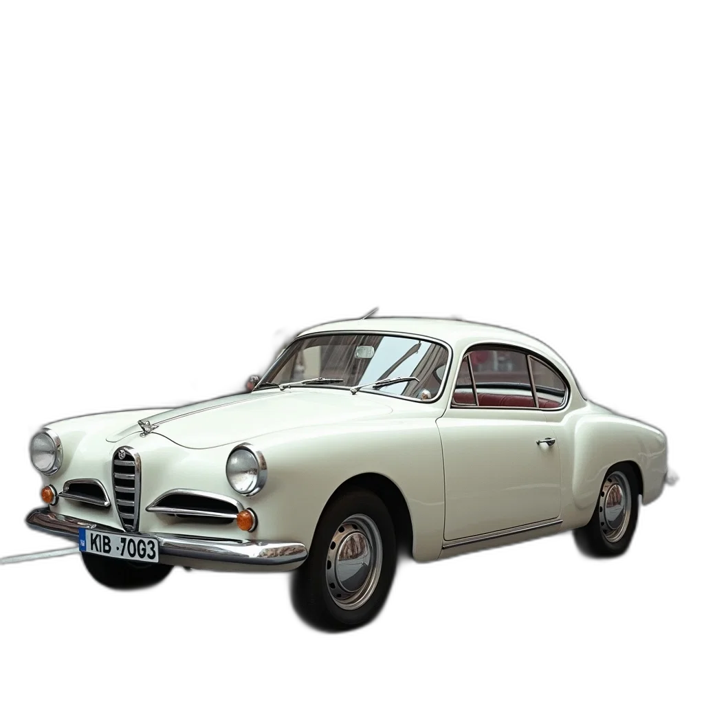 car, 3d render, photorealistic, vintage, white, classic, design, parked transparent PNG cut-out