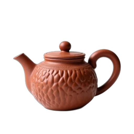 food, furniture, 3d render, photorealistic, earth tones, textured, clay, teapot transparent PNG cut-out