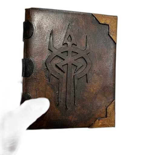 weapon, sword, crown, mask, concept art, 3d render, hand, holds transparent PNG cut-out