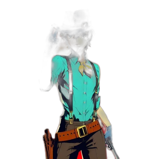 jacket, staff, mask, robot, concept art, fantasy art, comic book art, 3d render transparent PNG cut-out