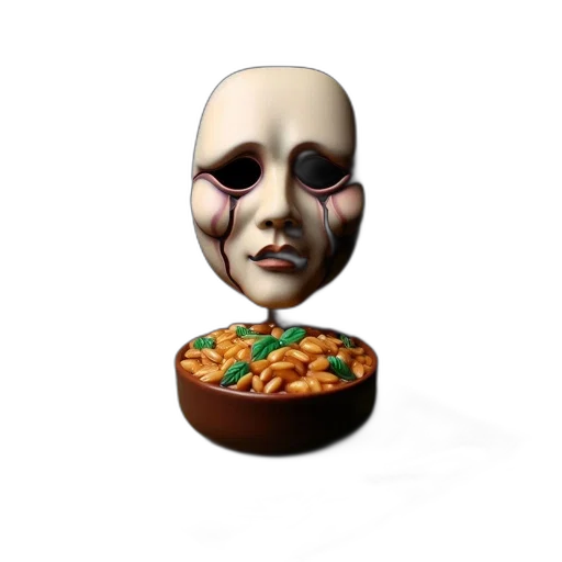 food, mask, face, creature, 3d render, concept art, photorealistic, pixel art transparent PNG cut-out