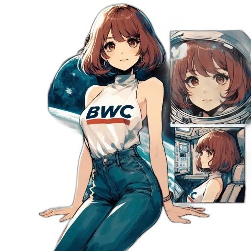 robot, dress, concept art, anime, pixel art, cartoon, outer space, monochrome transparent PNG cut-out