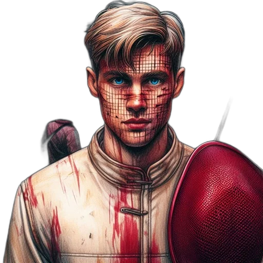 face, weapon, jacket, mask, comic book art, cyberpunk, concept art, pixel art transparent PNG cut-out