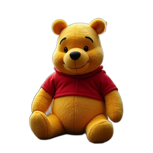 3d render, winnie, pooh, plush, toy transparent PNG cut-out