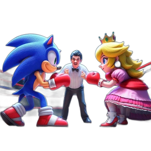 concept art, 3d render, pixel art, cartoon, sonic, hedgehog, princess, peach transparent PNG cut-out
