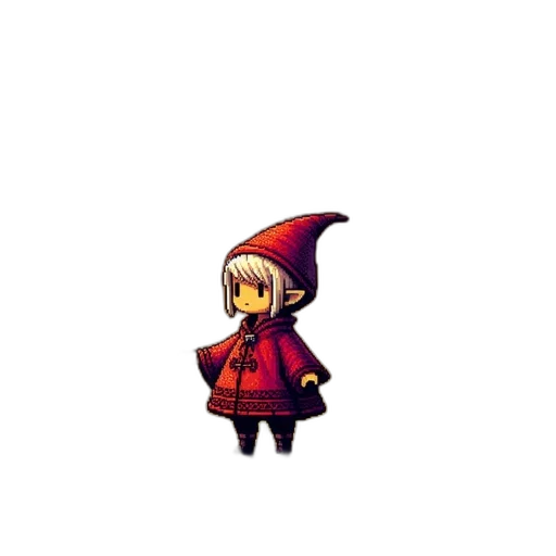 staff, hat, dress, weapon, pixel art, fantasy art, concept art, 3d render transparent PNG cut-out