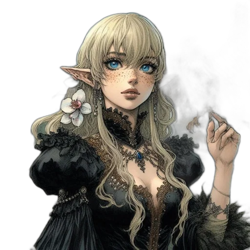 dress, staff, mask, jewelry, fantasy art, concept art, comic book art, anime transparent PNG cut-out