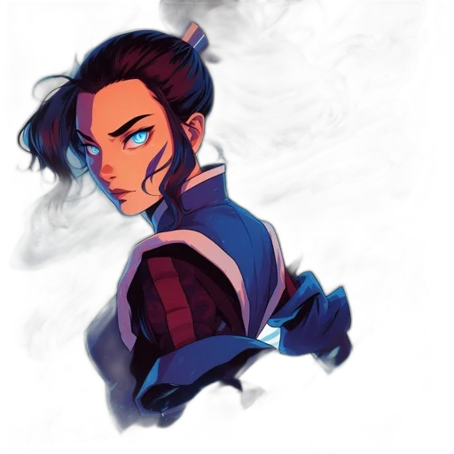 jacket, face, concept art, watercolor, comic book art, pixel art, fire, blue transparent PNG cut-out