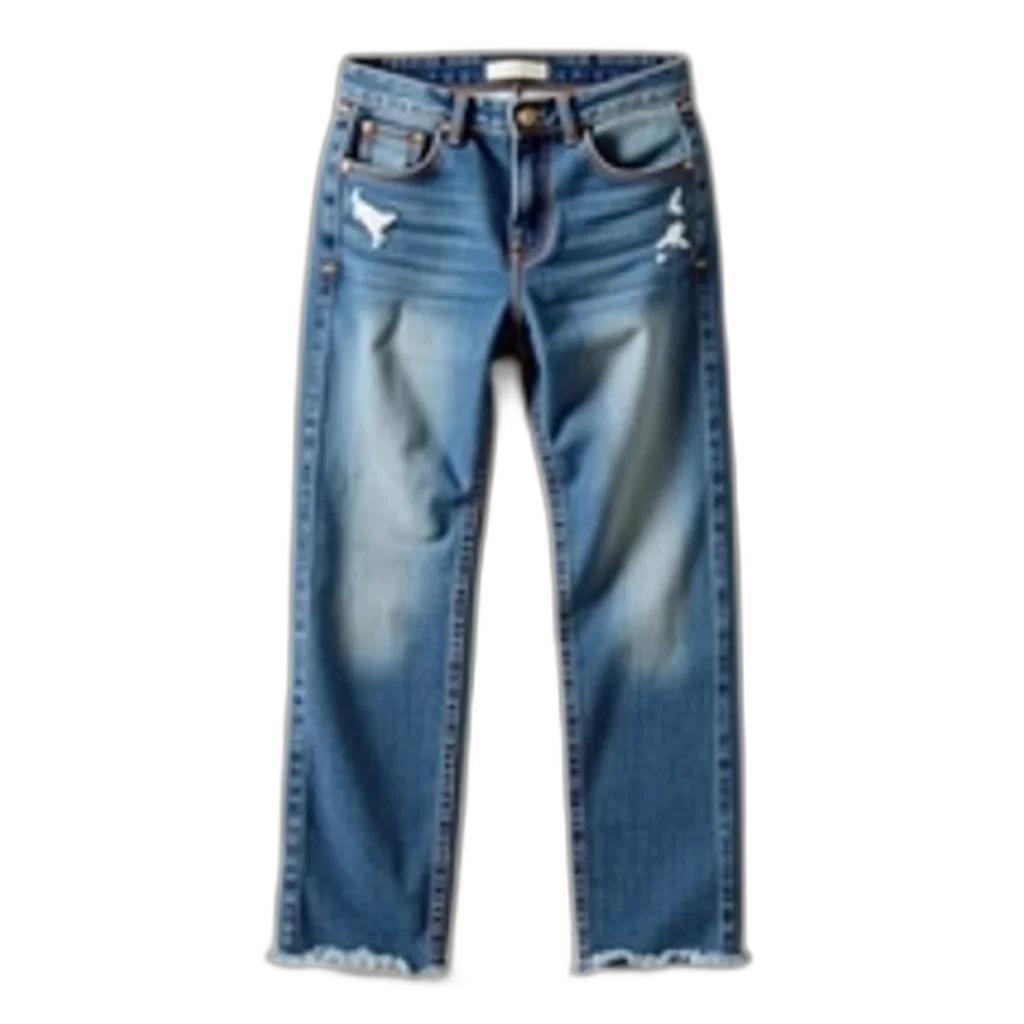 jacket, 3d render, photorealistic, pair, blue, jeans, frayed, hem transparent PNG cut-out