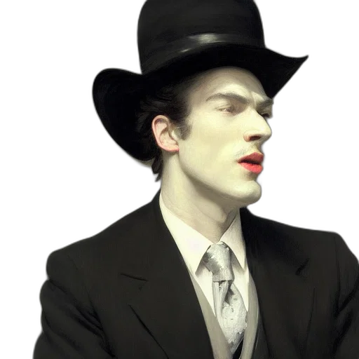 hat, face, concept art, photorealistic transparent PNG cut-out