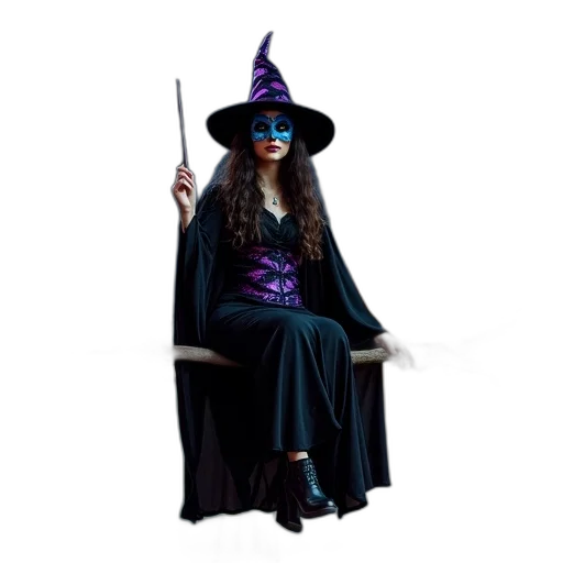 staff, dress, hat, concept art, dark, person, witch, costume transparent PNG cut-out