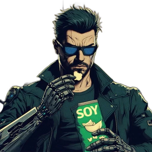 jacket, comic book art, cyberpunk, concept art, cartoon, green, animated, figure transparent PNG cut-out
