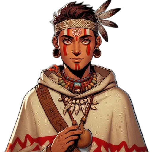 staff, face, jewelry, mask, concept art, fantasy art, pixel art, comic book art transparent PNG cut-out