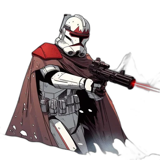 weapon, concept art, comic book art, fantasy art, pixel art, red, clone, trooper transparent PNG cut-out