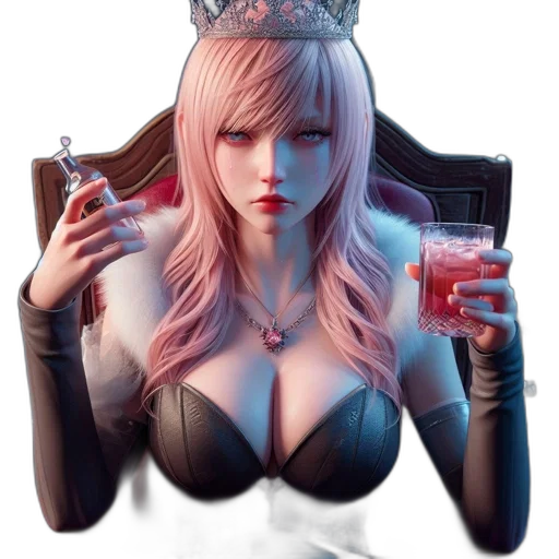 crown, dress, concept art, fantasy art, pixel art, cyberpunk, illustrated, scene transparent PNG cut-out