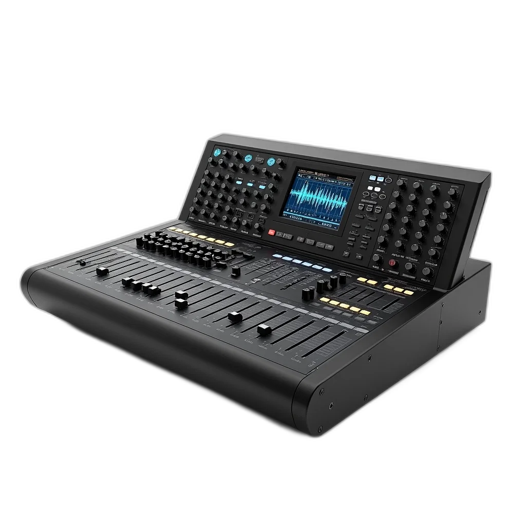3d render, professional, audio, mixing, console, large, touchscreen, display transparent PNG cut-out