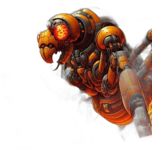robot, dragon, creature, weapon, concept art, fantasy art, 3d render, photorealistic transparent PNG cut-out