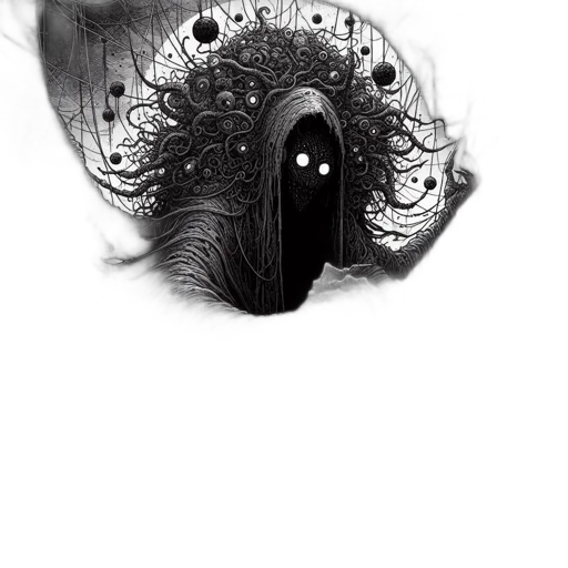 mask, creature, face, hair, comic book art, concept art, pencil sketch, fantasy art transparent PNG cut-out