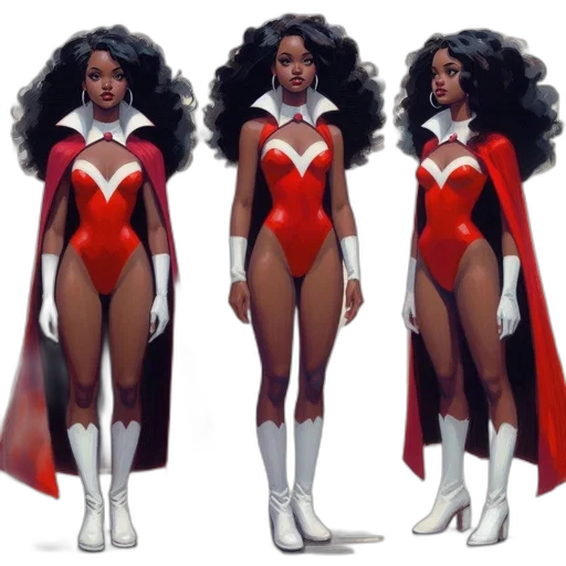 concept art, comic book art, fantasy art, red, three, views, confident, female transparent PNG cut-out