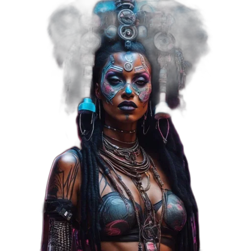 staff, face, jewelry, mask, fantasy art, concept art, cyberpunk, comic book art transparent PNG cut-out