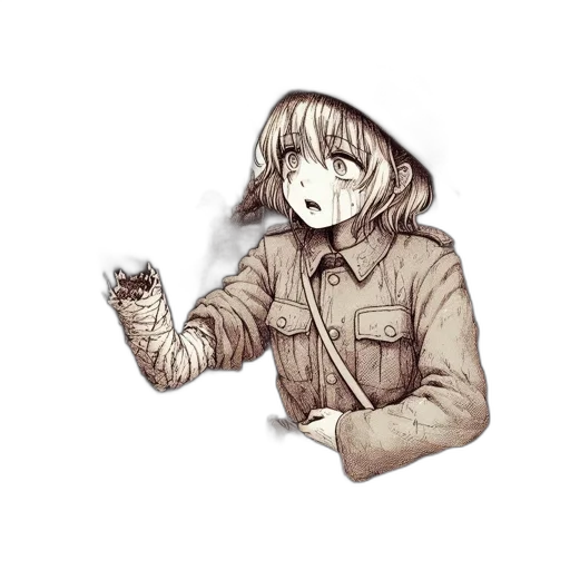 jacket, weapon, staff, creature, anime, concept art, watercolor, pixel art transparent PNG cut-out