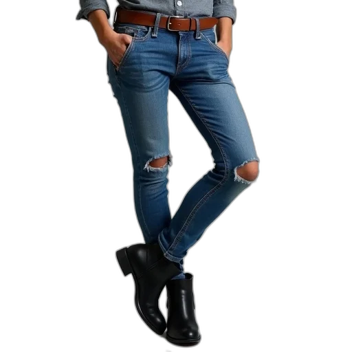 jacket, shoes, 3d render, blue, dark, person, standing, one transparent PNG cut-out
