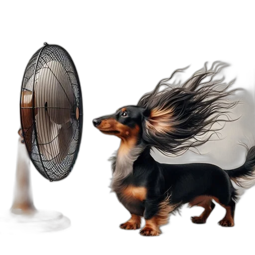hair, animal, creature, dragon, concept art, photorealistic, 3d render, dachshund transparent PNG cut-out