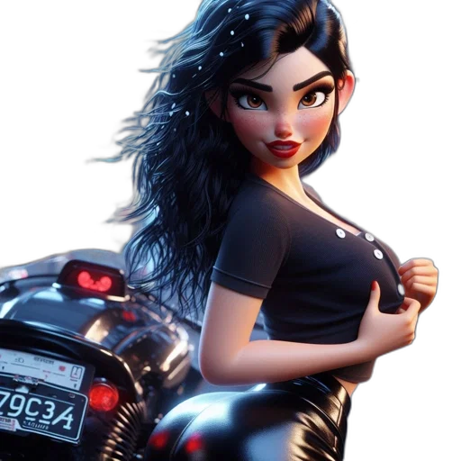 car, concept art, comic book art, 3d render, fantasy art, animated, female, character transparent PNG cut-out