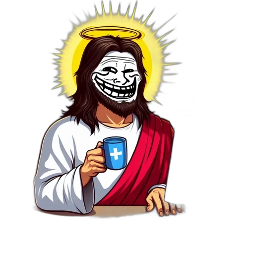 vaporwave, pixel art, cartoon, concept art, hybrid, religious, figure, troll transparent PNG cut-out
