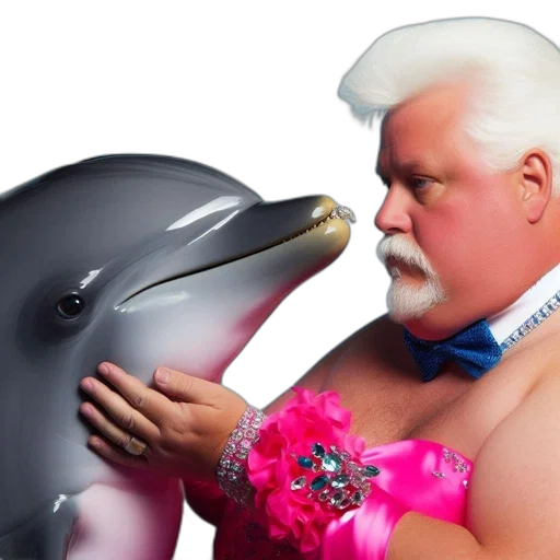 animal, creature, vaporwave, underwater, elderly, man, striking, sparkly transparent PNG cut-out