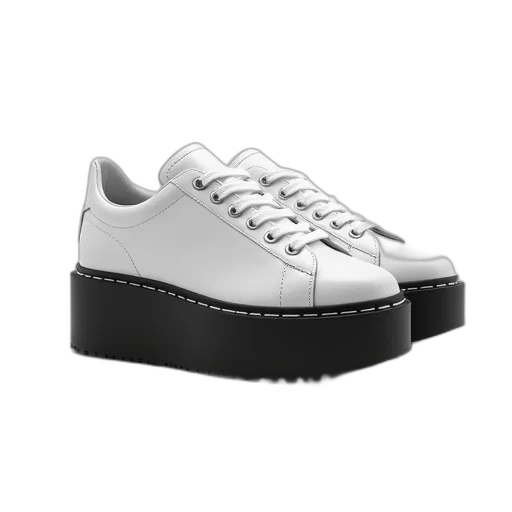 shoes, photorealistic, 3d render, monochrome, women, platform, sneaker, black transparent PNG cut-out