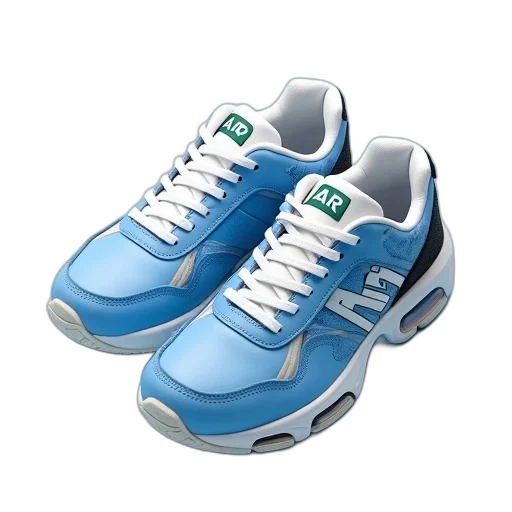 shoes, vaporwave, 3d render, photorealistic, pair, blue, white, sneakers transparent PNG cut-out