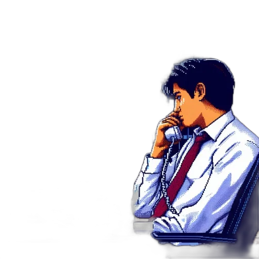 staff, face, jacket, robot, pixel art, anime, watercolor, concept art transparent PNG cut-out