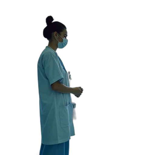 staff, dress, neon lights, fog transparent PNG cut-out