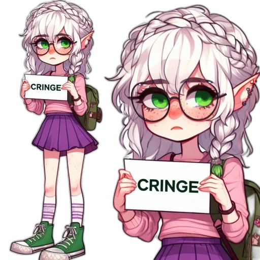 creature, face, dress, anime, pixel art, concept art, cartoon, green transparent PNG cut-out
